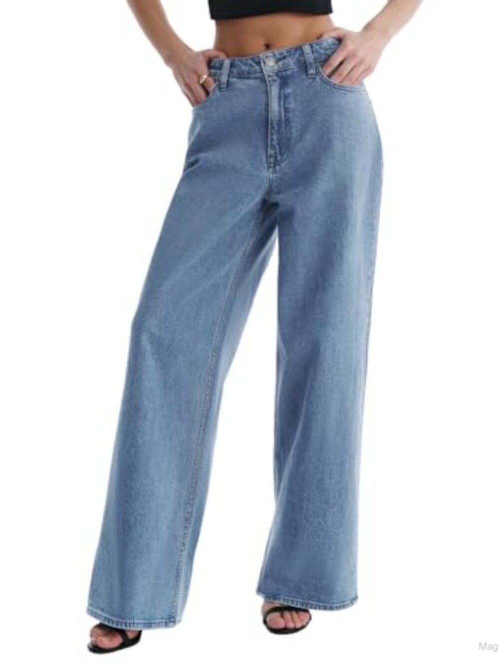 Women's High Waisted Wide Leg Jeans Baggy Y2K Adjustable Waist Denim Pants